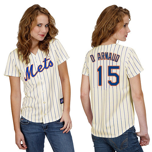 Travis d Arnaud #15 mlb Jersey-New York Mets Women's Authentic Home White Cool Base Baseball Jersey